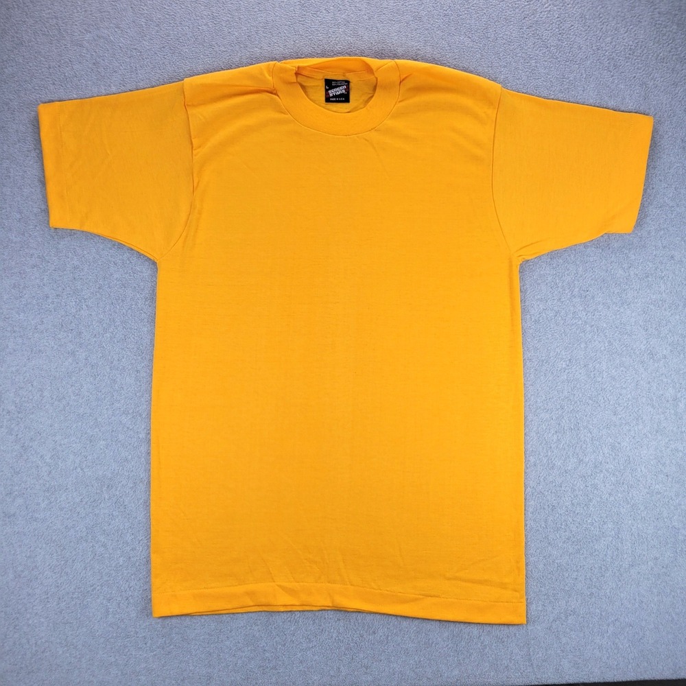Screen Stars T-Shirt Men Large Yellow Vintage 80s Single Stitch Blank USA Made - Picture 1 of 6
